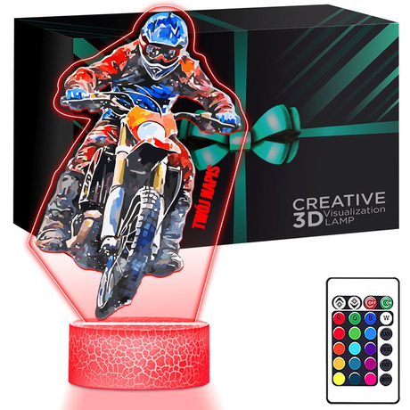LAMPKA NOCNA LED 3D MOTOR CROSS prezent dziecka URODZINY statuetka