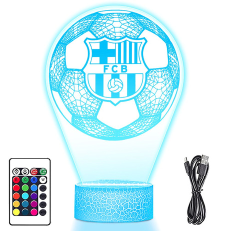 Lampka Nocna LED 3D FC Barcelona Piłka Nożna Prezent dla Dziecka na Święta