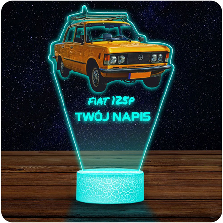 LAMPKA NOCNA LED 3D AUTO Fiat 125p prezent dla dziecka URODZINY statuetka + pilot