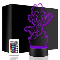 LAMPKA NOCNA LED SMOK SPIKE PONY 3D + PILOT prezent URODZINY statuetka
