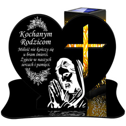 ZNICZ SOLARNY LED WIECZNY PODSTAWKA NA CMENTARZ GRÓB lampka Serce 3D DLA RODZICÓW