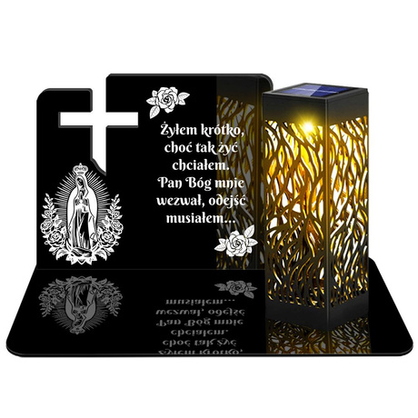 ZNICZ SOLARNY LED WIECZNY PODSTAWKA NA CMENTARZ GRÓB lampka Krzyż 3D 