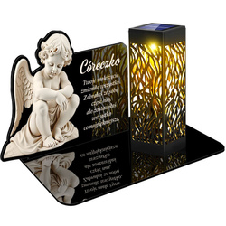 ZNICZ SOLARNY LED WIECZNY NA CMENTARZ GRÓB Aniołek dziecka dla CÓRKI