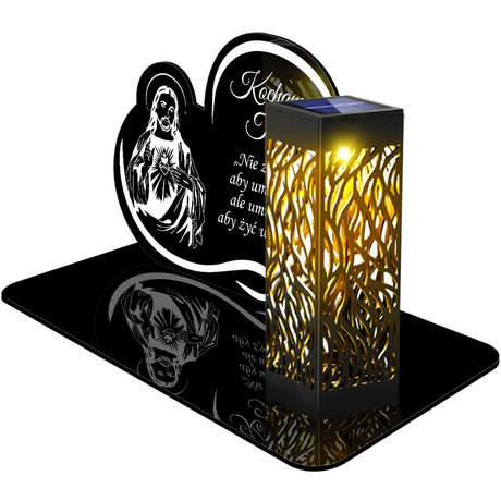 ZNICZ SOLARNY LED WIECZNY PODSTAWKA NA CMENTARZ GRÓB lampka Napis Serce 3D  DLA TATY