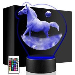 LAMPKA NOCNA LED KOŃ KONIK JEŹDZIECTWO 3D +PILOT prezent URODZINY statuetka