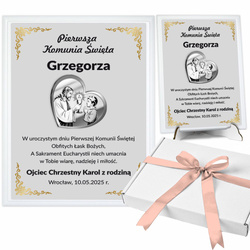 Pamiątka Komunii Świętej Obrazek na Komunię Świętą Grawer dla Chłopca Dziewczynki XXL