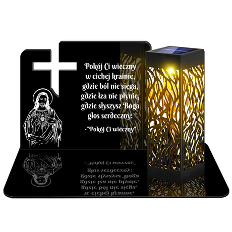 ZNICZ SOLARNY LED WIECZNY PODSTAWKA NA CMENTARZ GRÓB lampka Krzyż 3D 