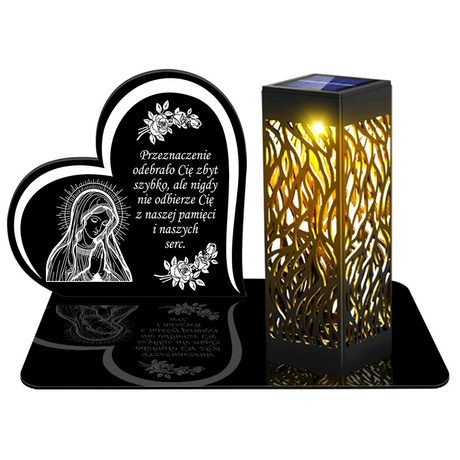 ZNICZ SOLARNY LED WIECZNY PODSTAWKA NA CMENTARZ GRÓB lampka Serce 3D 