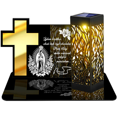 ZNICZ SOLARNY LED WIECZNY PODSTAWKA NA CMENTARZ GRÓB lampka Krzyż 3D