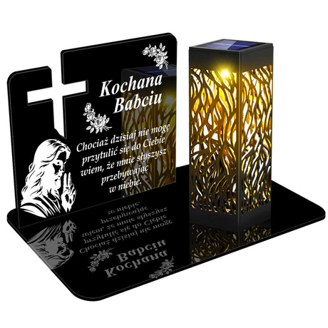 ZNICZ SOLARNY LED WIECZNY PODSTAWKA NA CMENTARZ GRÓB lampka Krzyż 3D DLA BABCI