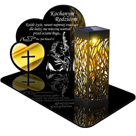 ZNICZ SOLARNY LED WIECZNY PODSTAWKA NA CMENTARZ GRÓB lampka Serce 3D DLA RODZICÓW