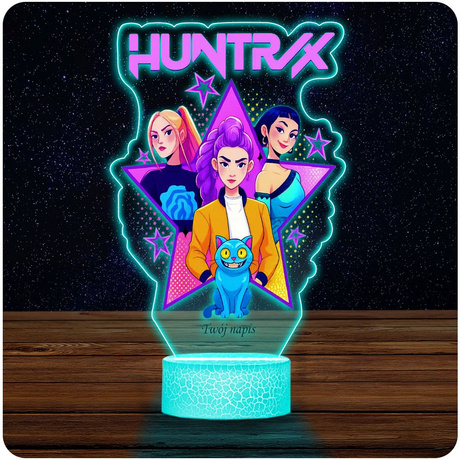 LAMPKA NOCNA LED 3D Imię Huntrix K-pop Łowczynie Demonów Rumi Mira Zoey + PILOT