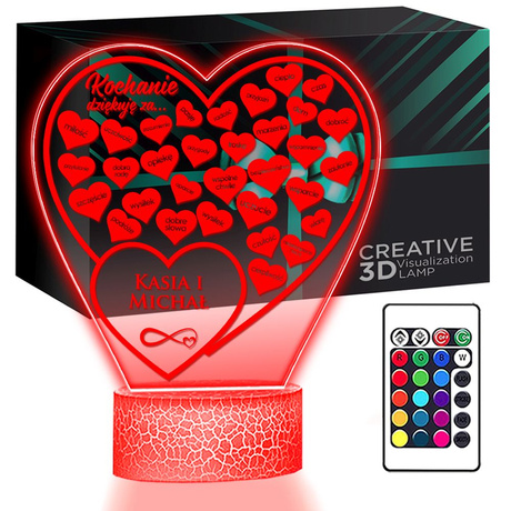 LAMPKA SERCE prezent na WALENTYNKI DLA DZIEWCZYNY chłopaka żony męża NIEGO z personalizacją