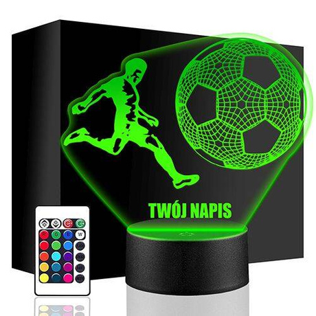 LAMPKA NOCNA LED PIŁKARZ PIŁKA NOŻNA 3D + PILOT prezent URODZINY statuetka