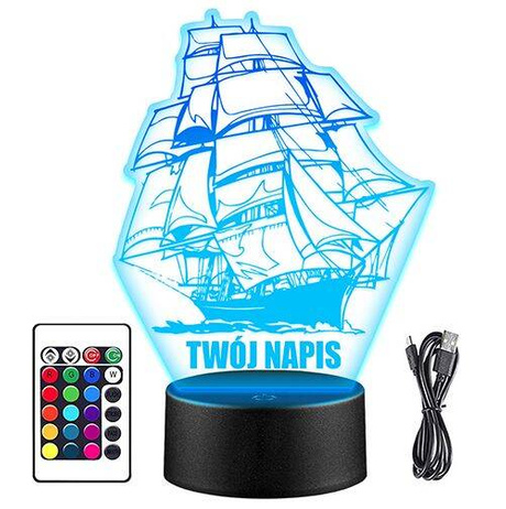 LAMPKA NOCNA LED Żegluga STATEK + PILOT prezent URODZINY statuetka