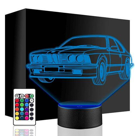LAMPKA NOCNA LED BMW 635 AUTO AUTKO 3D + PILOT prezent URODZINY statuetka