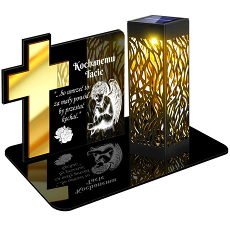 ZNICZ SOLARNY LED WIECZNY PODSTAWKA NA CMENTARZ GRÓB lampka Krzyż 3D DLA TATY
