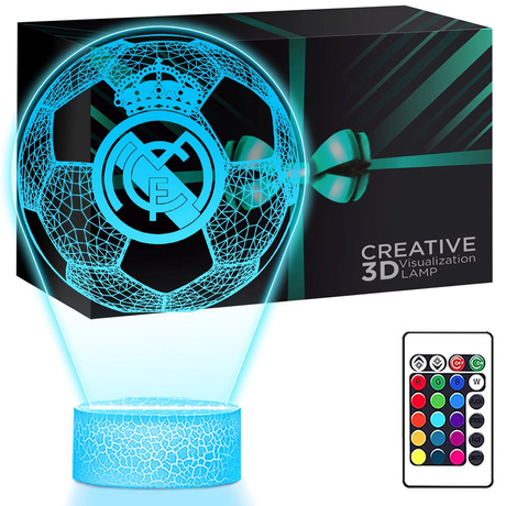 Lampka Nocna 3D LED Real Madryt Piłka Nożna Prezent dla Chłopca na Święta