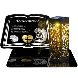 ZNICZ SOLARNY LED WIECZNY PODSTAWKA NA CMENTARZ GRÓB lampka Księga 3D DLA TATY