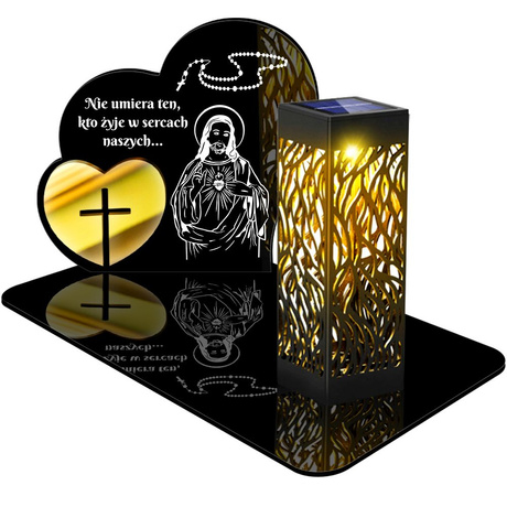 ZNICZ SOLARNY LED WIECZNY PODSTAWKA NA CMENTARZ GRÓB lampka Serce 3D 