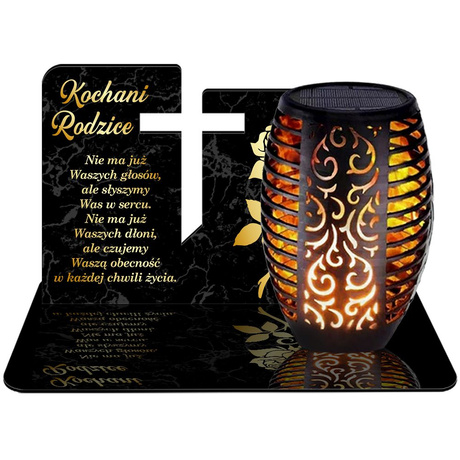 ZNICZ SOLARNY LED WIECZNY PODSTAWKA NA CMENTARZ GRÓB Aniołek EFEKT PŁOMIENIA dla RODZICÓW