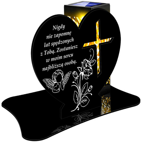 ZNICZ SOLARNY LED WIECZNY PODSTAWKA NA CMENTARZ GRÓB lampka Serce 3D 