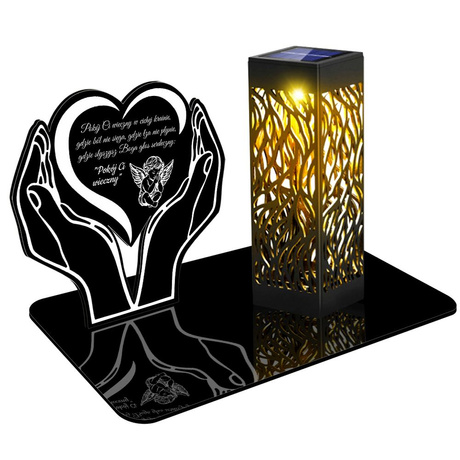 ZNICZ SOLARNY LED WIECZNY PODSTAWKA Serce NA CMENTARZ GRÓB lampka 3D