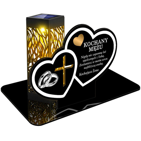 ZNICZ SOLARNY LED WIECZNY PODSTAWKA NA CMENTARZ GRÓB lampka Serce 3D DLA MĘŻA