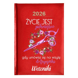KALENDARZ KSIĄŻKOWY A5 dzienny 2026 ROK TERMINARZ NOTATNIK FRYZJER