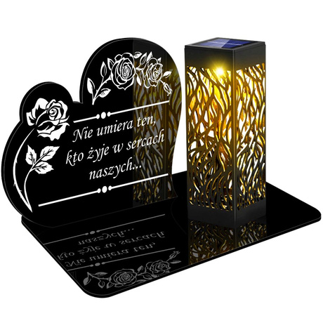 ZNICZ SOLARNY LED WIECZNY PODSTAWKA NA CMENTARZ GRÓB lampka Napis Serce 3D