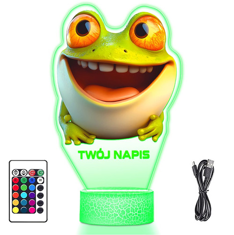 LAMPKA NOCNA LED 3D z imieniem ŻABA ŻABKA ZWIERZĘ prezent dla dziecka URODZINY statuetka + pilot