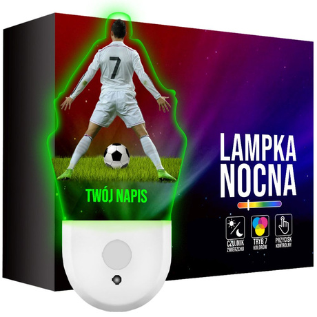 Lampka Nocna LED dla Dziecka PIŁKARZ PIŁKA NOŻNA kontaktu gniazdka CZUJNIK