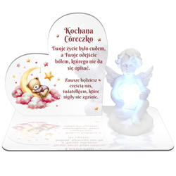 ZNICZ LED GRÓB Dziecka Córki Syna ANIOŁEK PODSTAWKA NA CMENTARZ BIAŁY ANIOŁ
