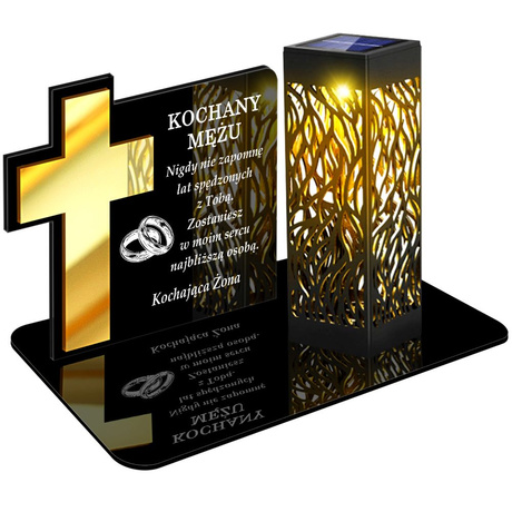 ZNICZ SOLARNY LED WIECZNY PODSTAWKA NA CMENTARZ GRÓB lampka Krzyż 3D DLA MĘŻA