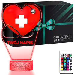 LAMPKA NOCNA LED 3D Służba Zdrowia dla Lekarza prezent dla dziecka URODZINY statuetka + pilot