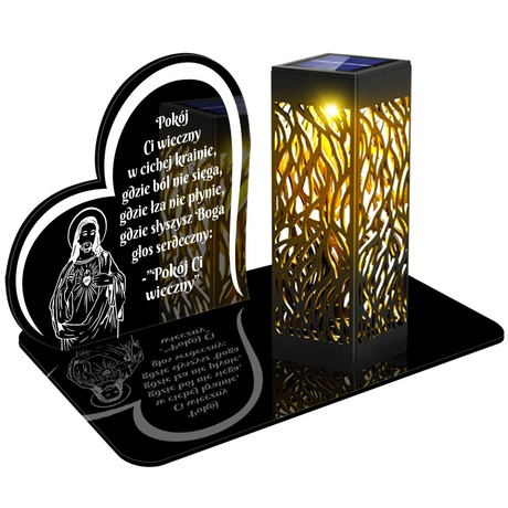 ZNICZ SOLARNY LED WIECZNY PODSTAWKA NA CMENTARZ GRÓB lampka Serce 3D