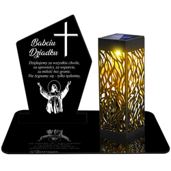ZNICZ SOLARNY LED WIECZNY PODSTAWKA NA CMENTARZ GRÓB lampka Krzyż 3D dla Dziadków