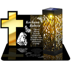 ZNICZ SOLARNY LED WIECZNY PODSTAWKA NA CMENTARZ GRÓB lampka Krzyż 3D DLA BABCI