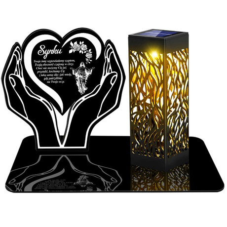 ZNICZ SOLARNY LED WIECZNY PODSTAWKA dla Syna NA CMENTARZ GRÓB lampka 3D