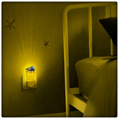 Lampka Nocna LED dla Dziecka AUTOBUS AUTOKAR DLA KIEROWCY gniazdka CZUJNIK