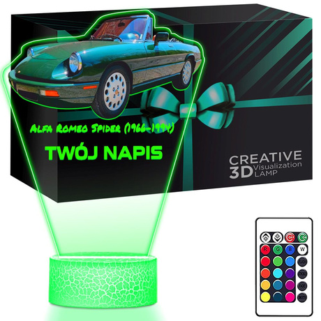 LAMPKA NOCNA LED 3D AUTO Alfa Romeo Spider prezent dla dziecka URODZINY statuetka + pilot