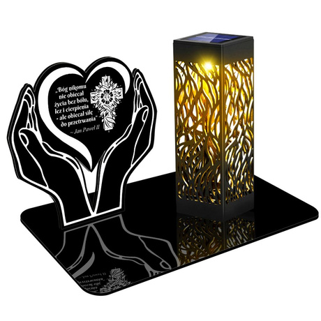 ZNICZ SOLARNY LED WIECZNY PODSTAWKA Serce NA CMENTARZ GRÓB lampka 3D