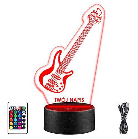 LAMPKA NOCNA LED GITARA ELEKTRYCZNA 3D + PILOT prezent URODZINY statuetka
