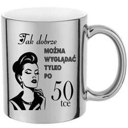 KUBEK SREBRNY LUSTRZANY 330 ml PREZENT URODZINY MAMY ŻONY KOBIETY 30 40 50