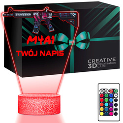 LAMPKA NOCNA LED 3D KARABIN MILITARIA BROŃ M4A1 prezent dla dziecka URODZINY statuetka + pilot