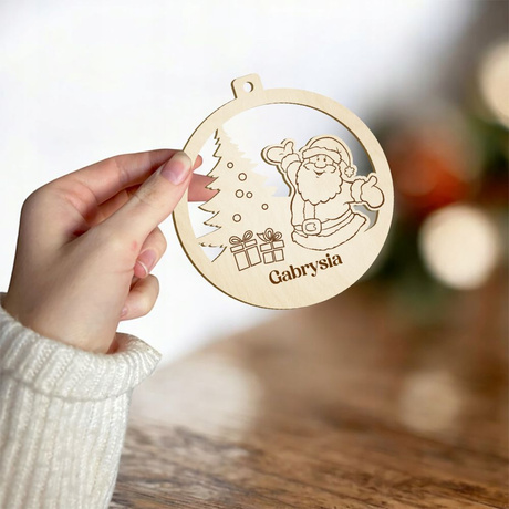Bombka z imieniem drewniana choinkę święta Mikołaj prezent mikołajki