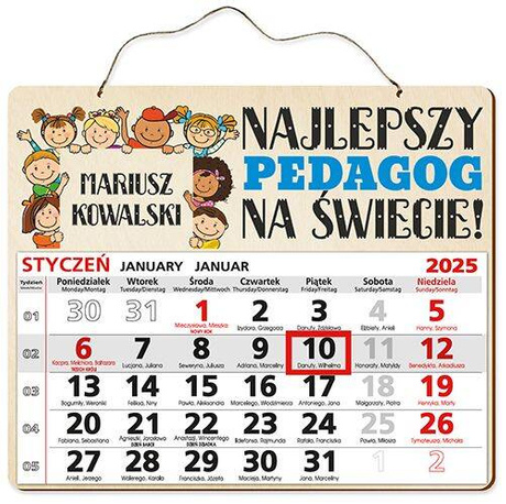 DREWNIANY KALENDARZ 2025 PREZENT PEDAGOG UPOMINEK POD CHOINKĘ ŚWIĘTA