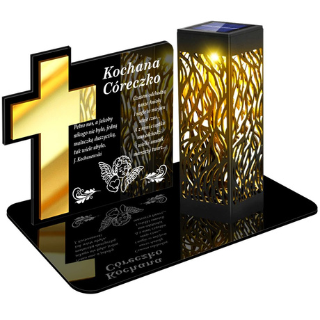 ZNICZ SOLARNY LED WIECZNY PODSTAWKA NA CMENTARZ GRÓB lampka Krzyż 3D DLA CÓRKI