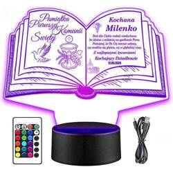 LAMPKA NOCNA LED PREZENT NA KOMUNIĘ ŚWIĘTĄ KOMUNIA PAMIĄTKA STATUETKA obraz