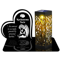 ZNICZ SOLARNY LED WIECZNY PODSTAWKA NA CMENTARZ GRÓB lampka Serce 3D DLA TATY